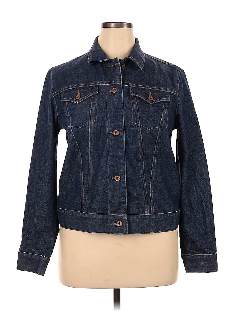 Gap 100 Spandex Solid Blue Denim Jacket Size Xl 66 Off Thredup