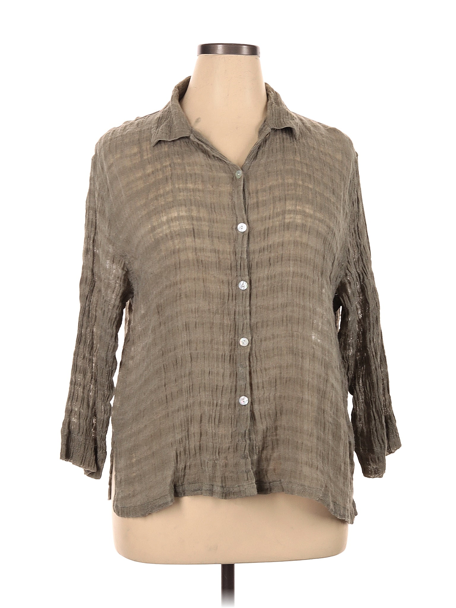 Chemisier Femme Western T & Company - Couleur Camel - Taille 1X (Plus Size) - Manches 3/4 - Neuf Avec Étiquettes