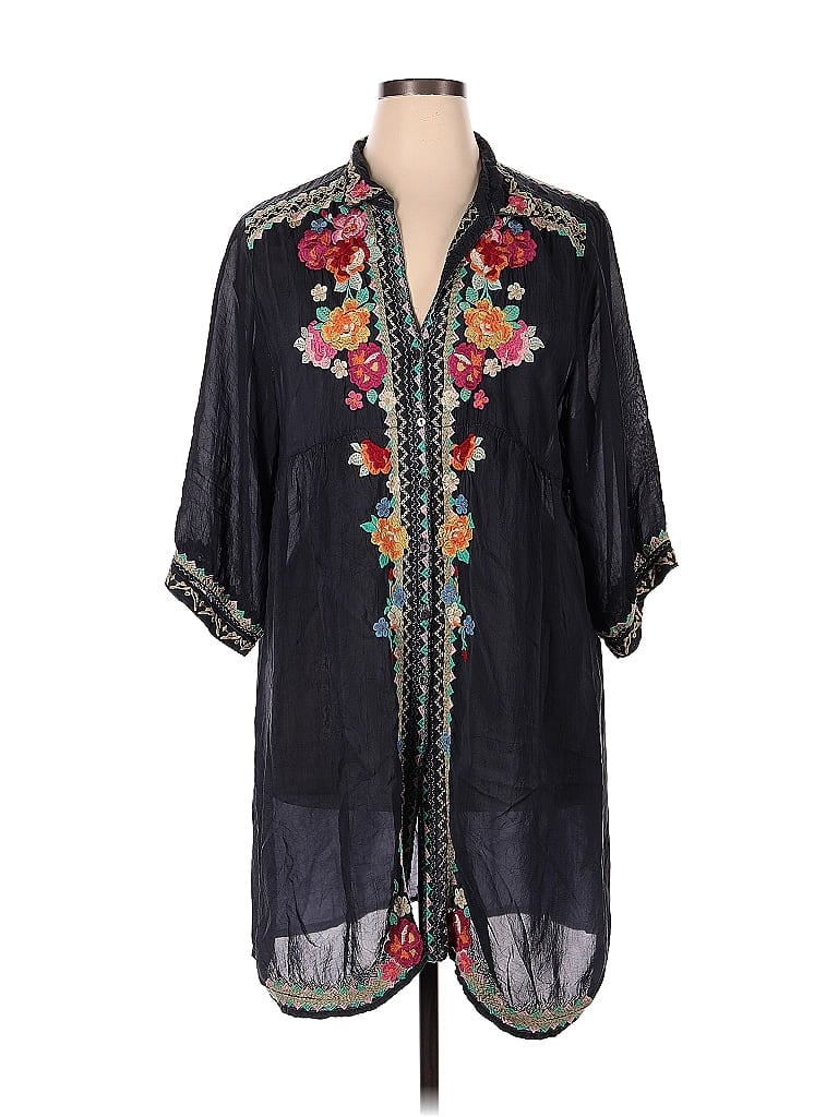 Johnny Was 100% Rayon Floral Black Long Sleeve Blouse Size XL - 72% off ...
