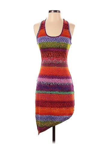 Derek Heart Stripes Multi Color Purple Casual Dress Size S - 53% off