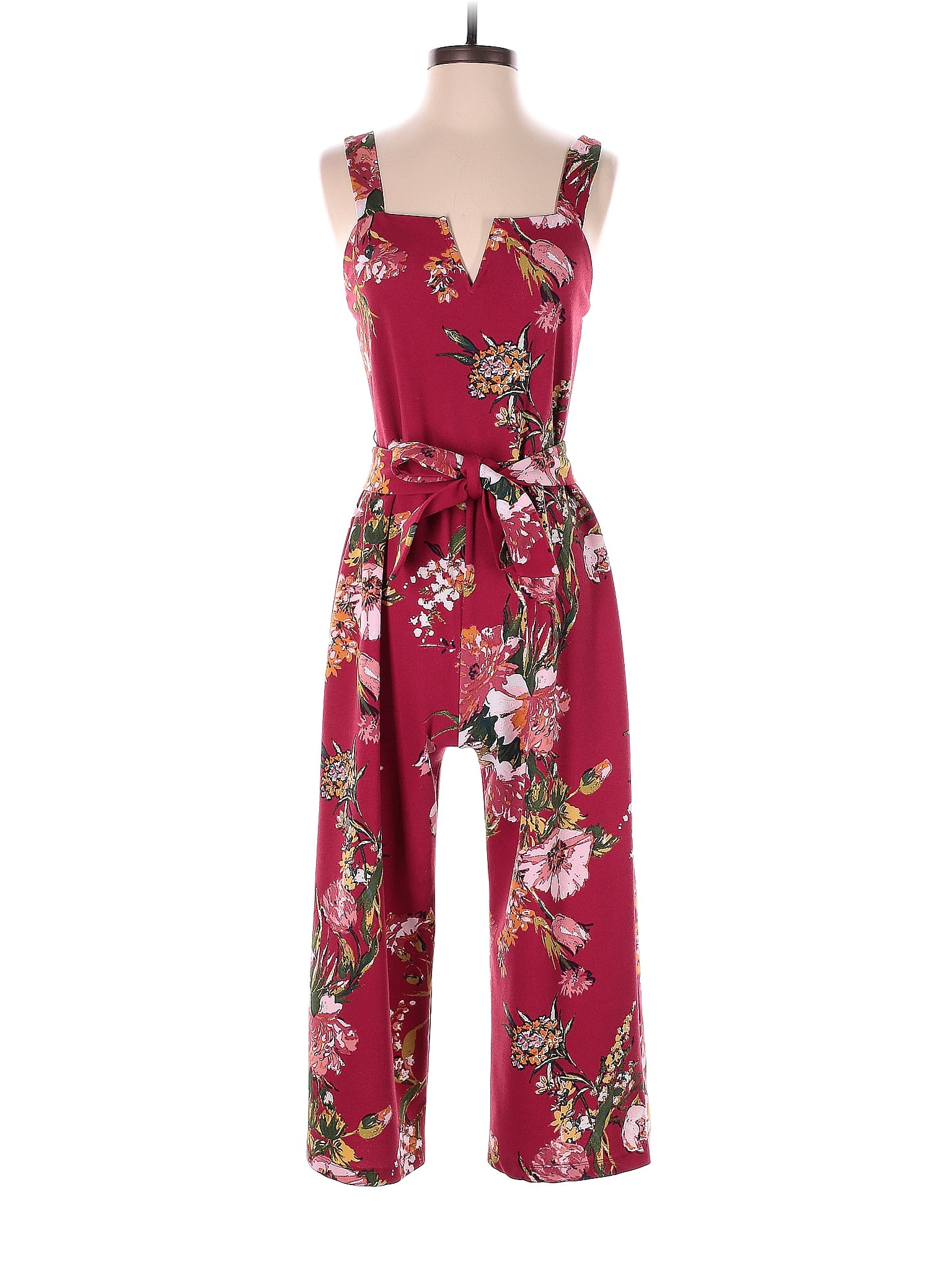 Xhilaration Floral Burgundy Jumpsuit Size M - 32% off | ThredUp