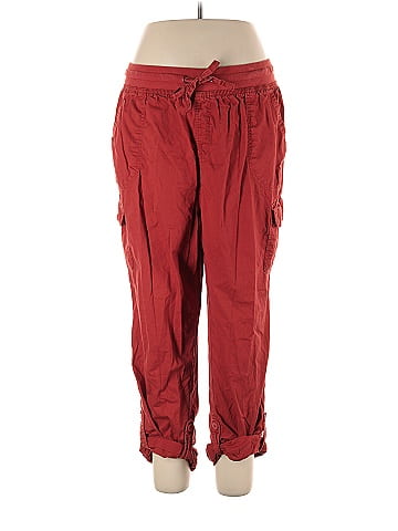Woman Within 100% Cotton Solid Red Cargo Pants Size 16 - 60% off