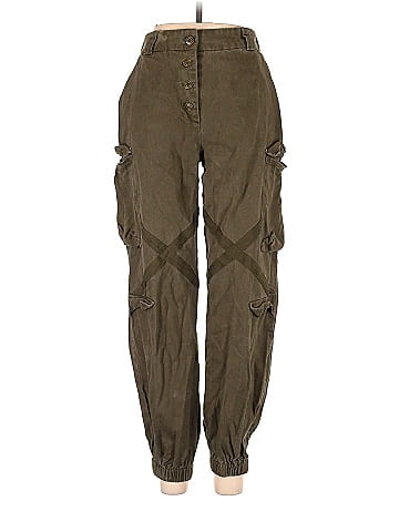 Fashion Nova 100% Cotton Solid Green Cargo Pants Size S - 32% off