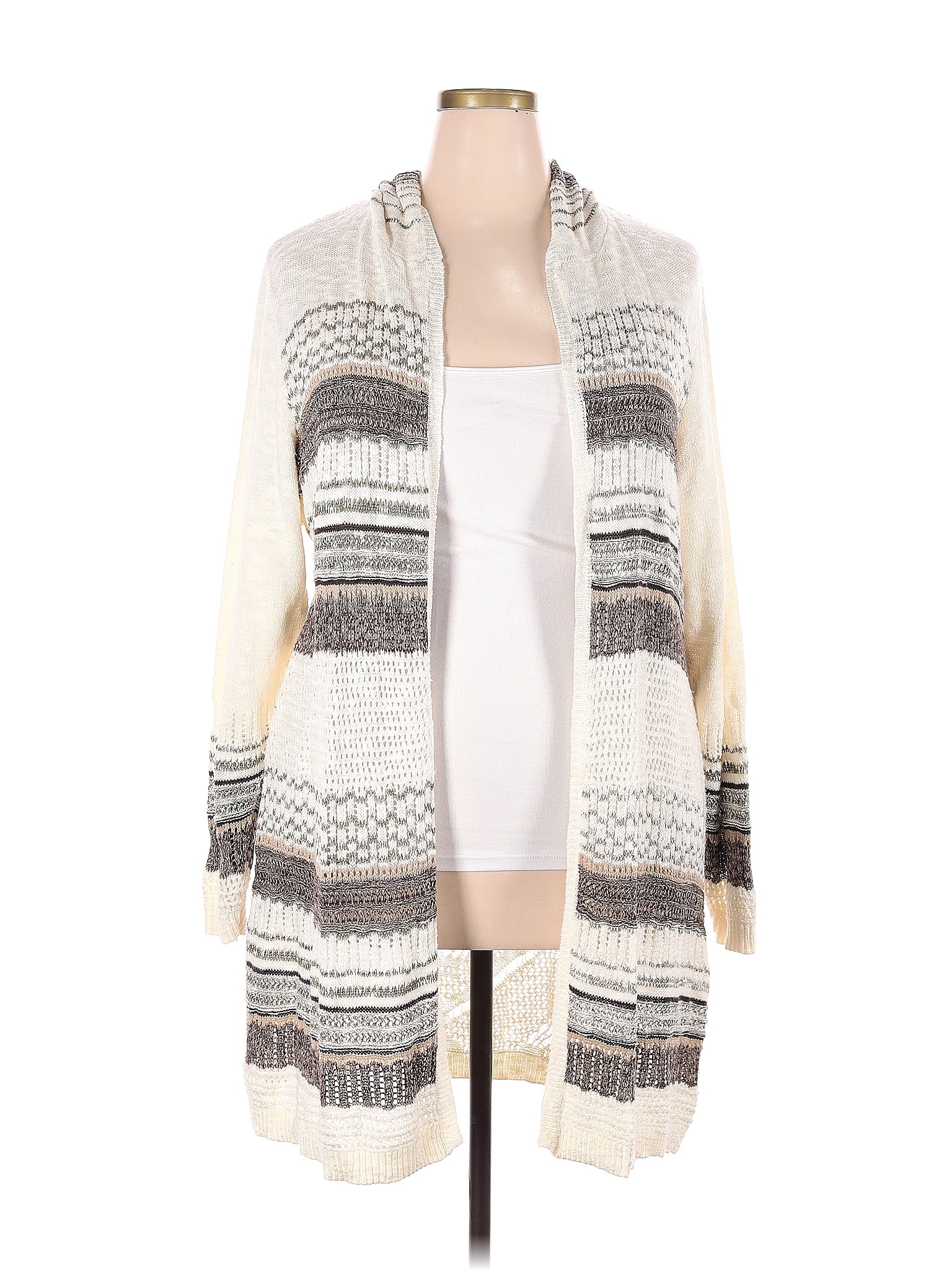 Cato Color Block Stripes Multi Color Ivory Cardigan Size 22 24 Plus cato-color-block-stripes-multi-color-ivory-cardigan-size-22-24-plus