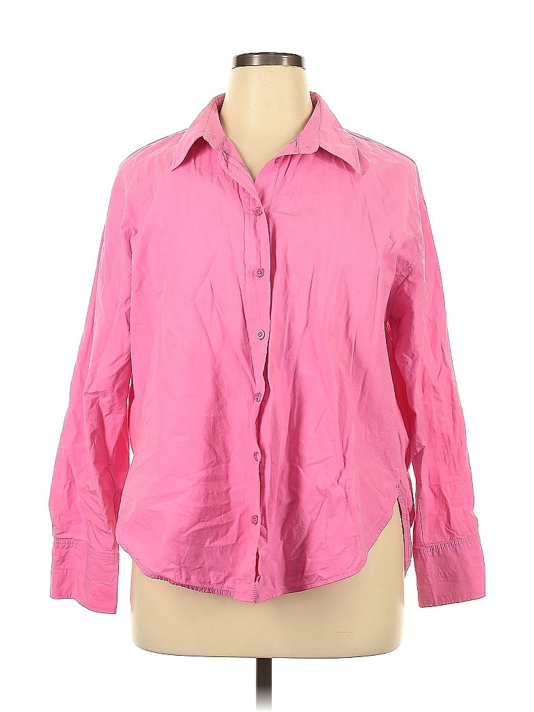 Zara 100 Baumwolle Pink Long Sleeve Button Down Shirt Size Xl 51