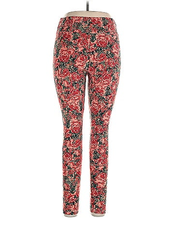 Lularoe Floral Multi Color Red Leggings Size 1X (Tall & Curvy) (Plus) - 55%  off