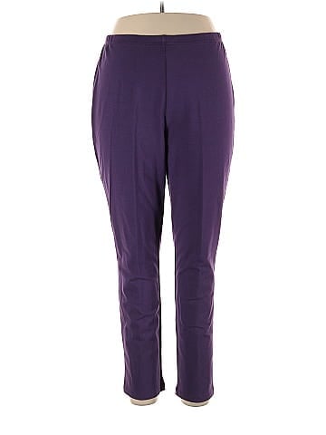 Women With Control Polka Dots Purple Casual Pants Size 1X (Plus) - 58% off