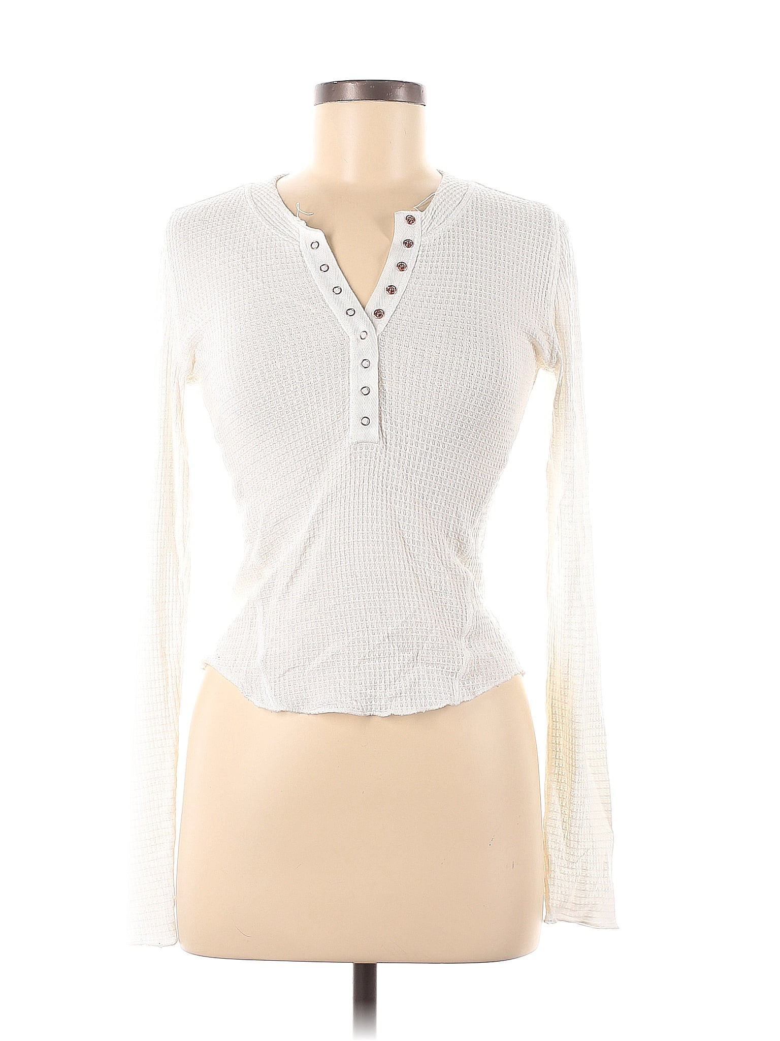 Intimately by Free People White Long Sleeve Henley Size M - 56% off