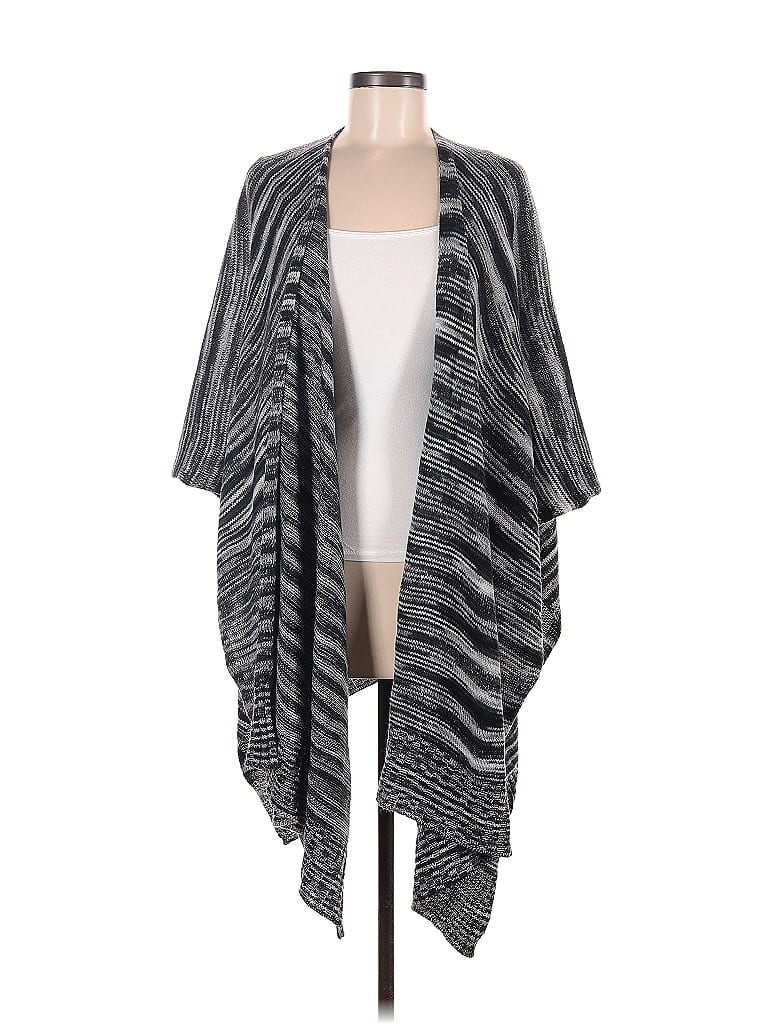 J.Jill 100% Acrylic Color Block Stripes Multi Color Gray Wrap One Size ...