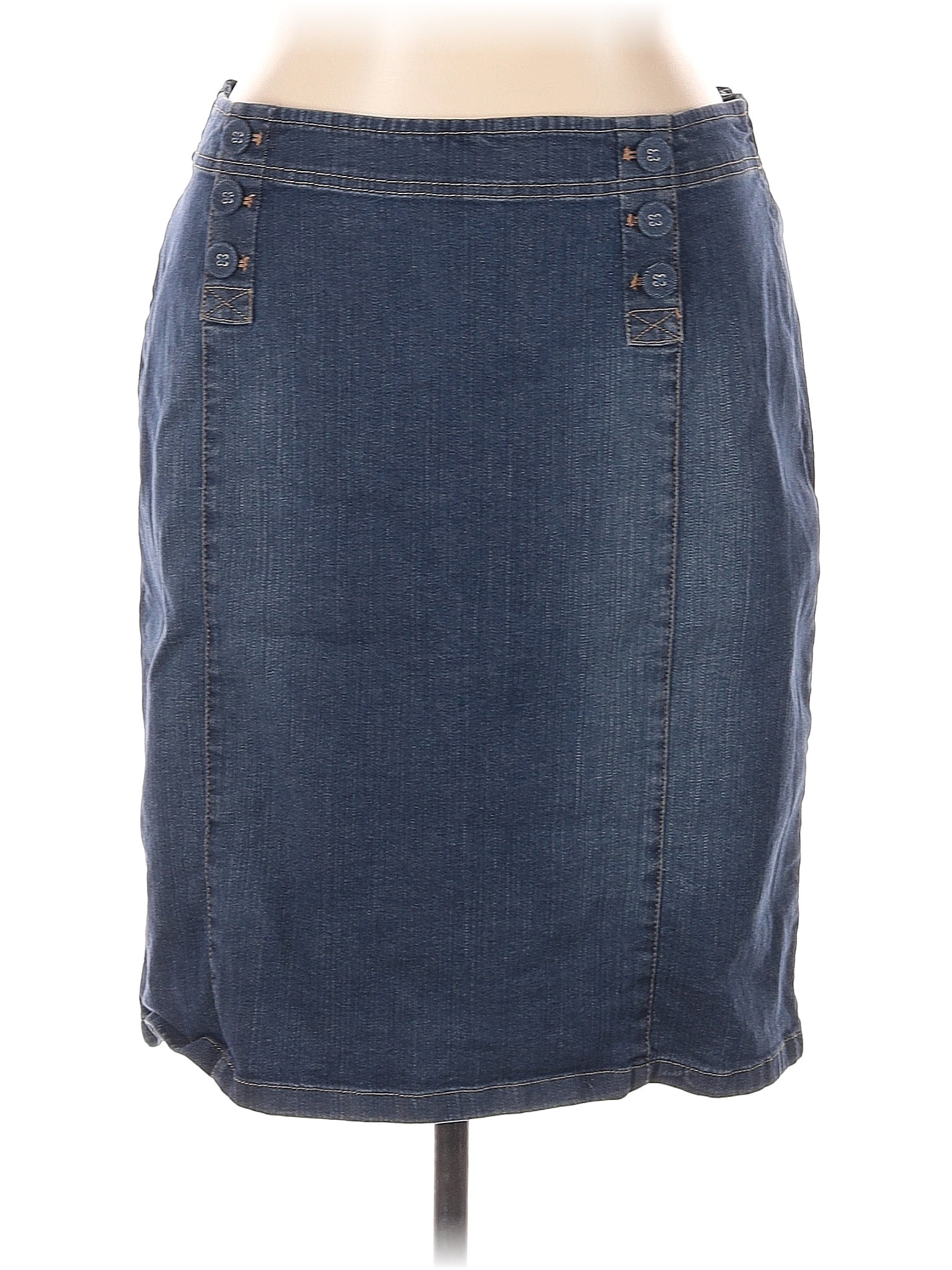 J.Jill Solid Blue Denim Skirt Size 18 (Plus) 61 off ThredUp