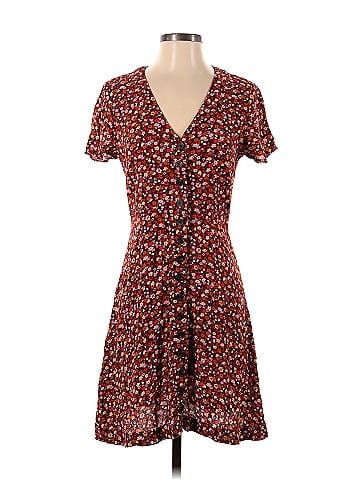 Madewell 100% Viscose Leopard Print Multi Color Brown Casual Dress