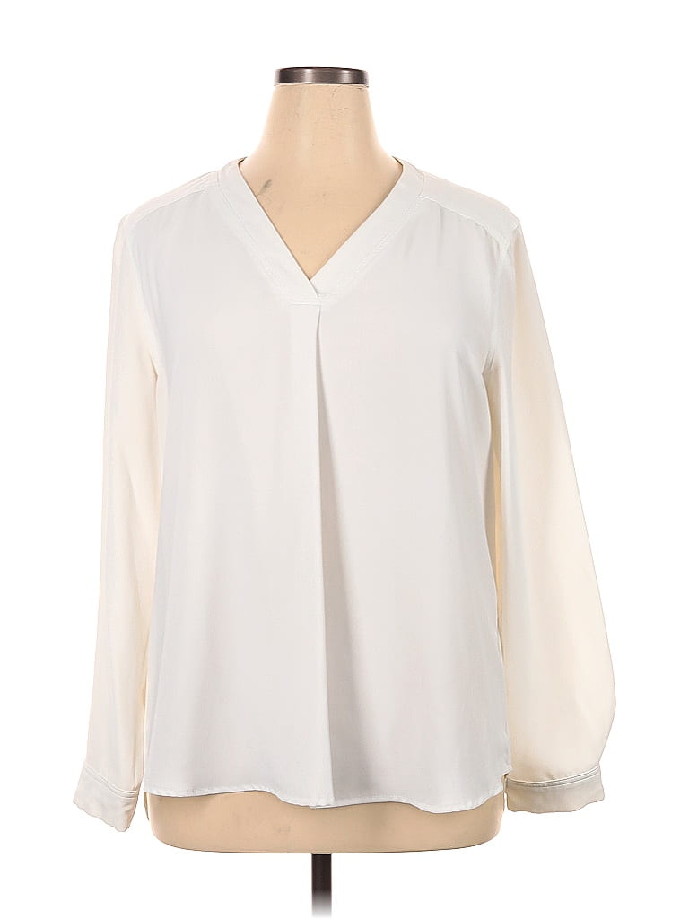 Nine West Solid White Ivory Long Sleeve Blouse Size XL - 72% off | ThredUp