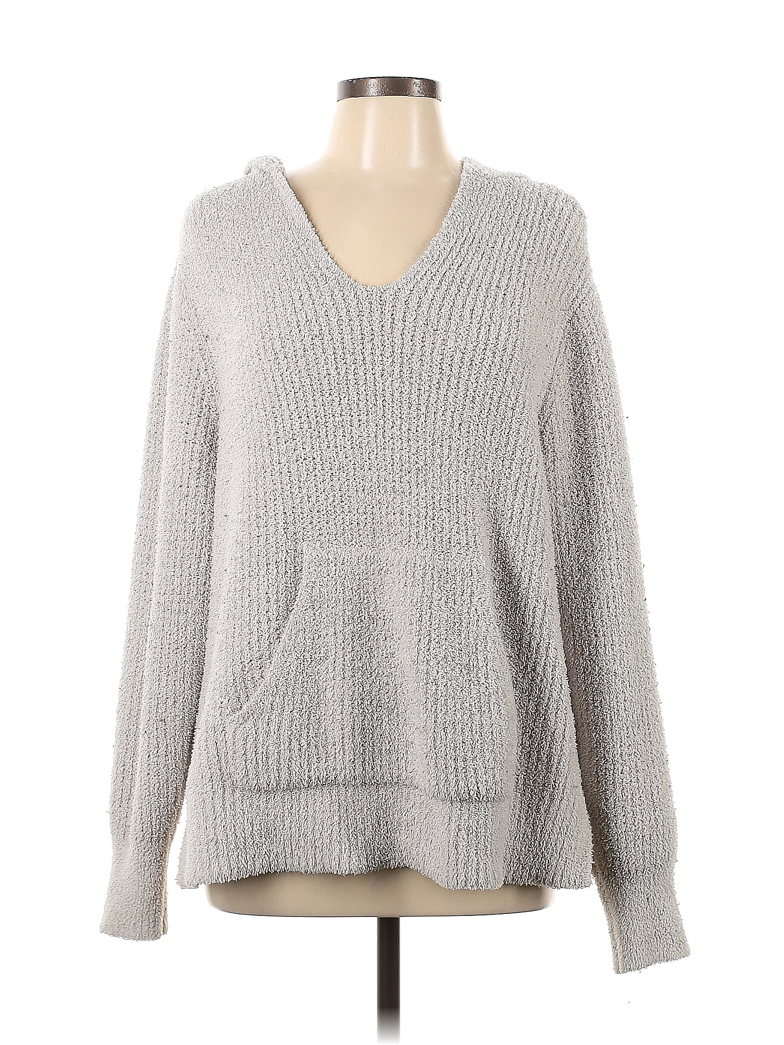 Cupcakes & Cashmere 100% Polyester Solid Gray Pullover Sweater Size L ...