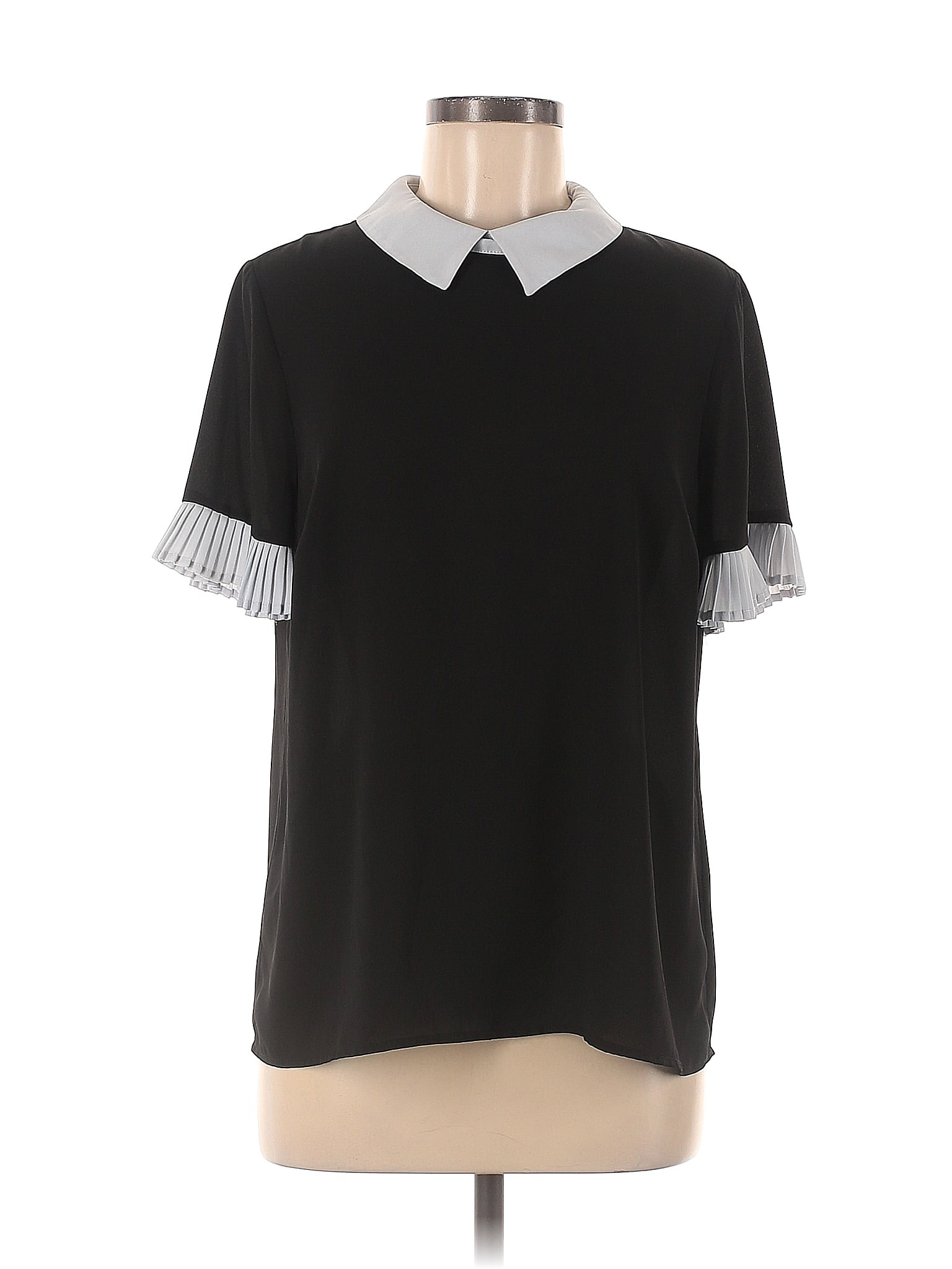 Cece 100 Polyester Color Block Black Short Sleeve Blouse Size M 70