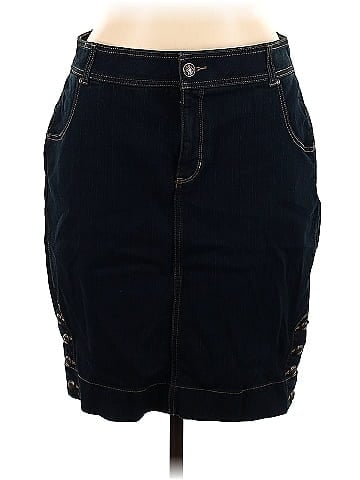 Plus size color block denim outlet skirt