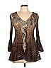 Sunny Leigh 100% Polyester Brown Long Sleeve Blouse Size L - photo 1