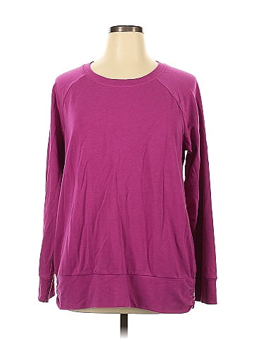 Yogalicious Color Block Solid Purple Sweatshirt Size 1X Plus