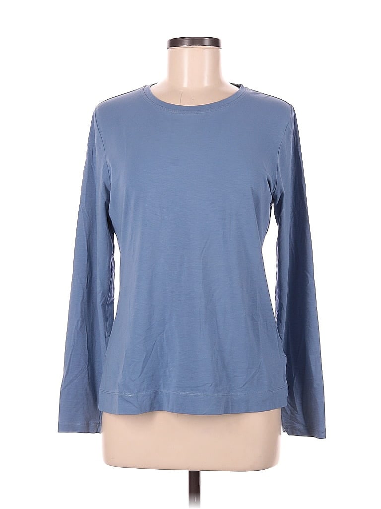 Athleta Solid Blue Long Sleeve Henley Size M 60 Off Thredup