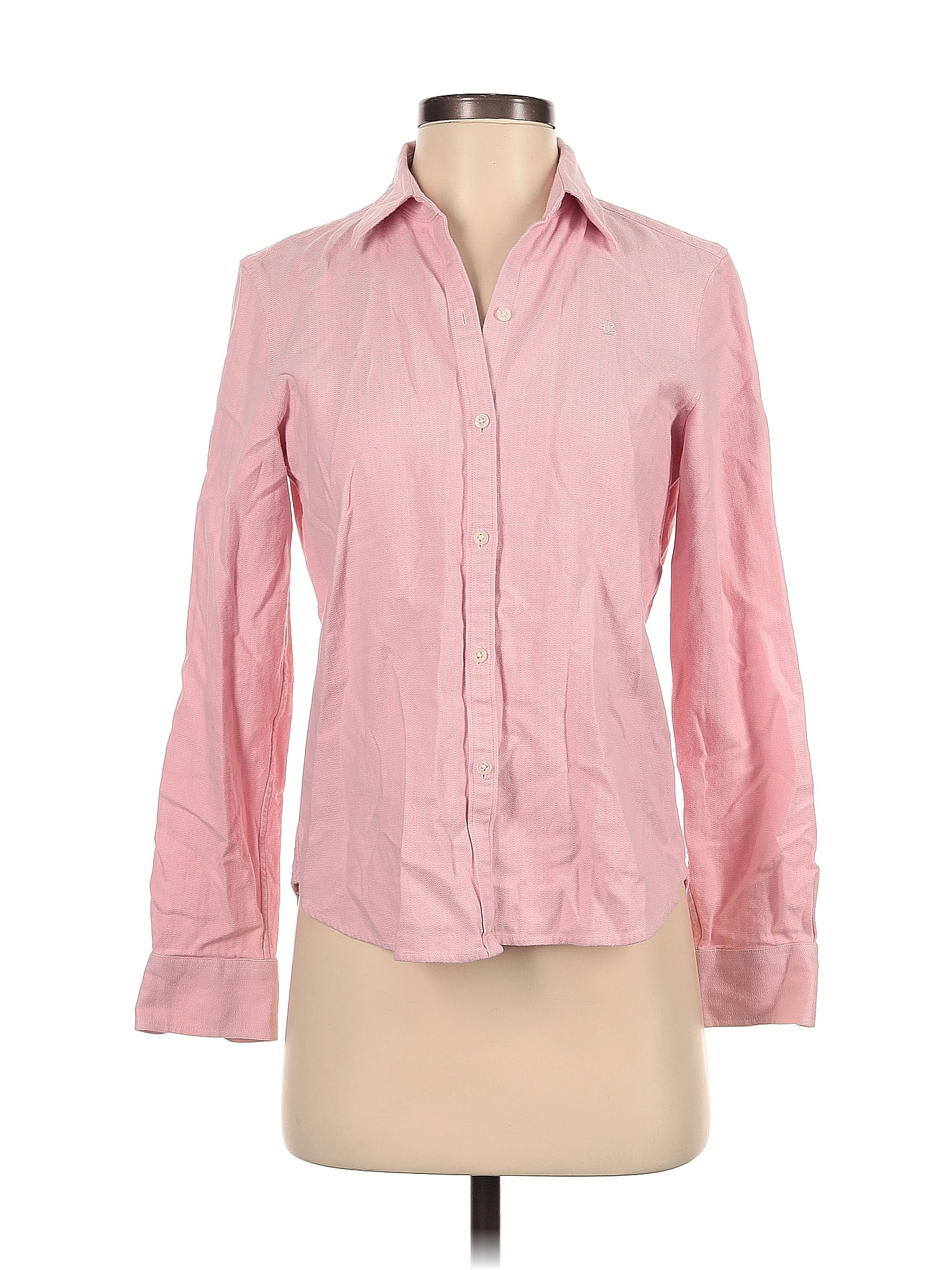 Lauren By Ralph Lauren 100 Cotton Pink Long Sleeve Button Down Shirt