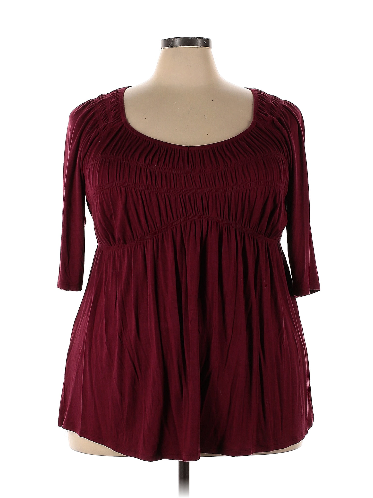 American Rag Cie Burgundy 3/4 Sleeve Top Size 3X (Plus) - 52% off | ThredUp