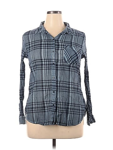 Lucky Brand 100% Cotton Plaid Gray Long Sleeve Button-Down Shirt Size XL -  69% off