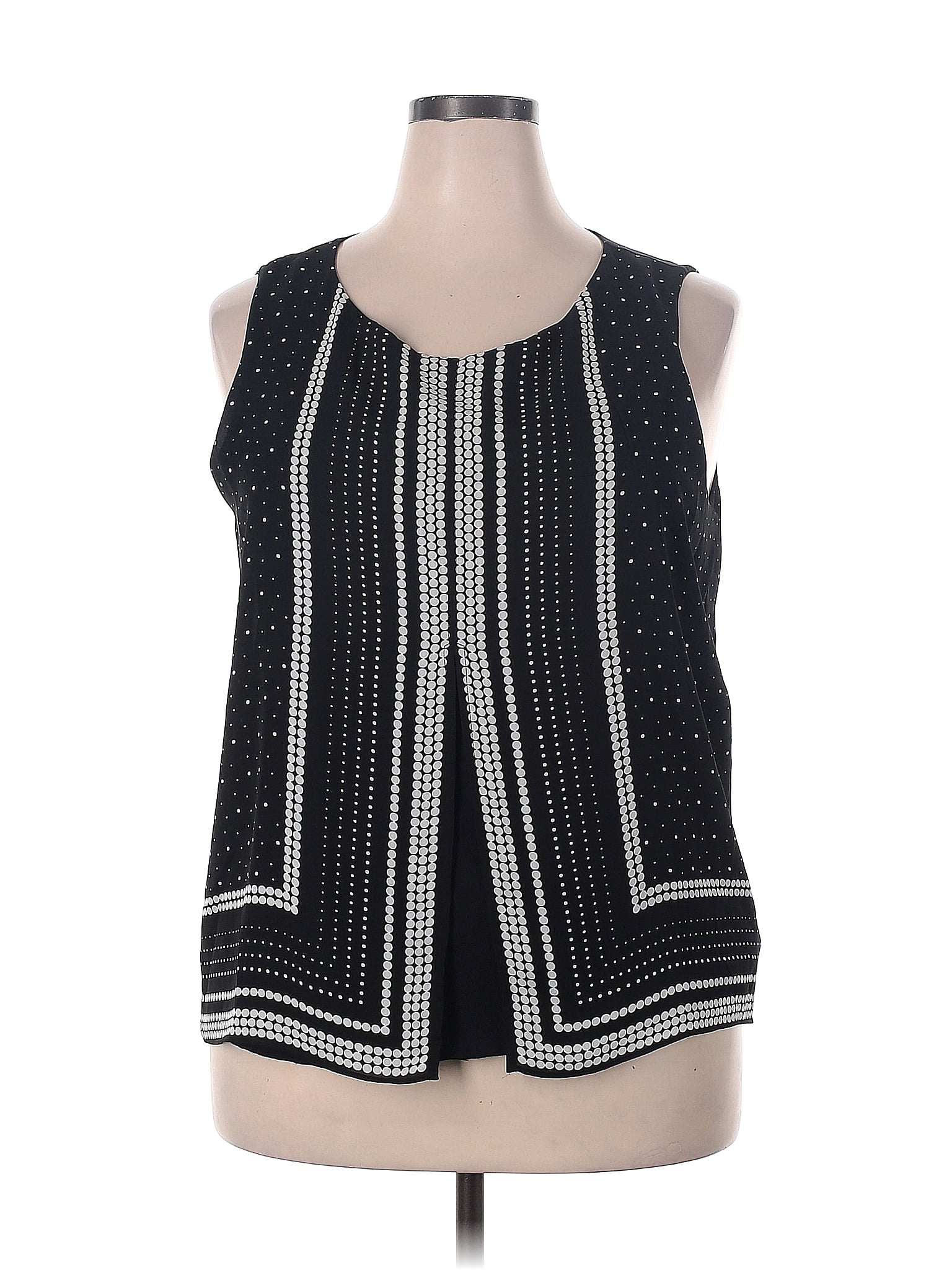 Elle 100 Polyester Polka Dots Black Sleeveless Blouse Size Xxl 58