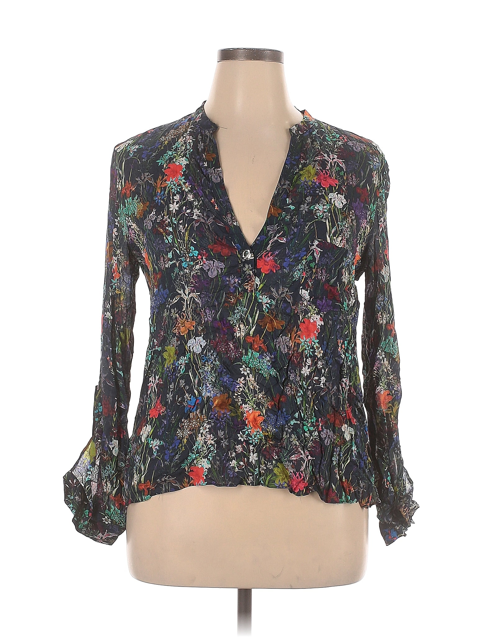 Chemisier Zara Taille L/XL - Couleur Bordeaux Rose - Occasion Très Bon état