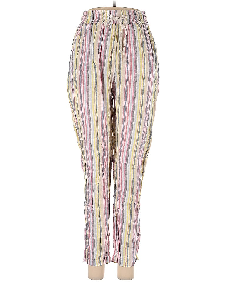 Elan 100% Linen Stripes Purple Casual Pants Size M - photo 1