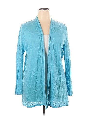 J.Jill 100% Linen Blue Teal Cardigan Size XL (Tall) - 66% off