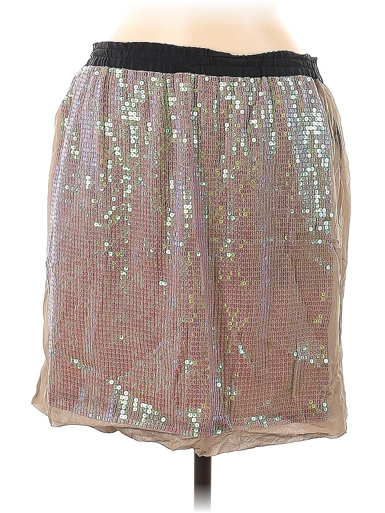 BCBGMAXAZRIA 100% Silk Stars Silver Casual Skirt Size M - photo 1