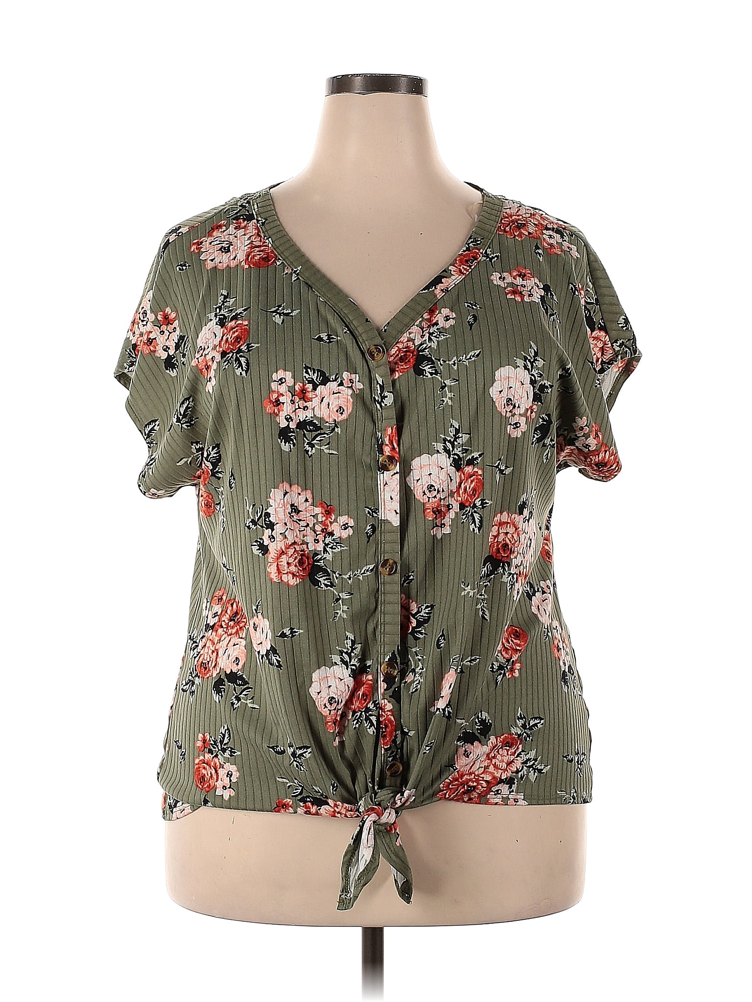 Bobbie Brooks Green Short Sleeve Blouse Size 2X (Plus) - 36% off | ThredUp