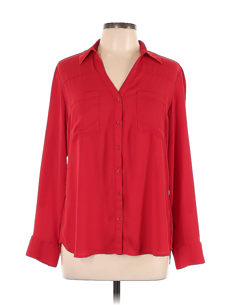 Express 100 Polyester Red Long Sleeve Blouse Size L 70 Off Thredup