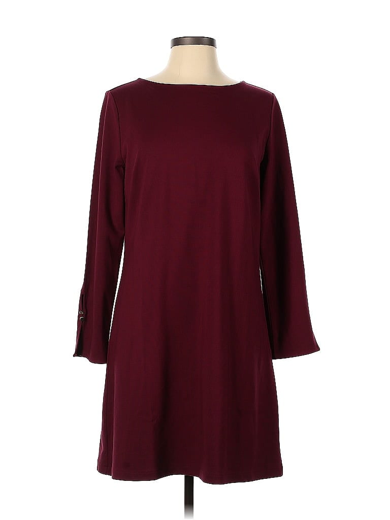 Ann Taylor Factory Solid Burgundy Casual Dress Size L (Petite) - 54% ...