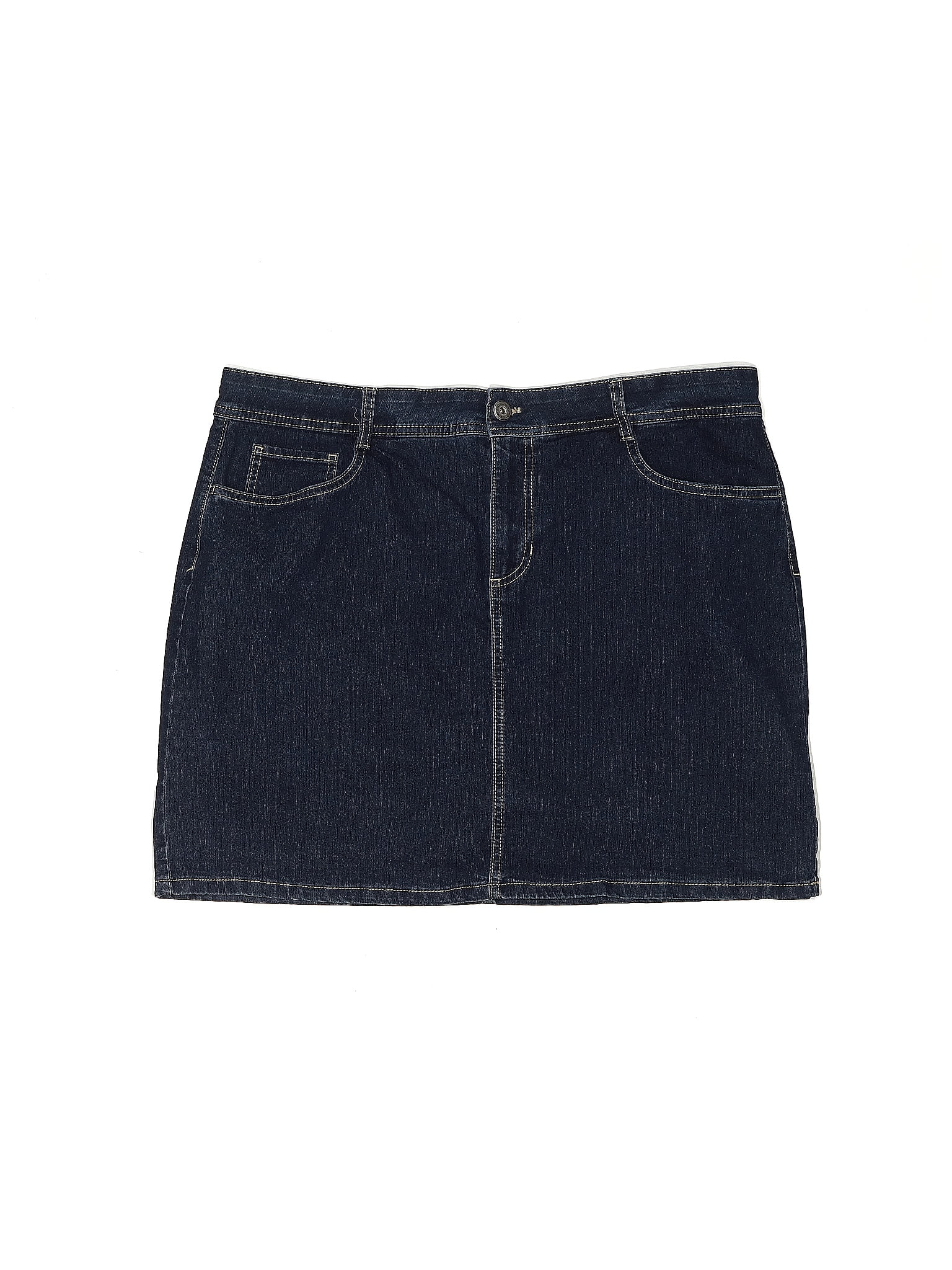 St. John's Bay Solid Blue Denim Skirt Size 18 (Plus) 65 off ThredUp
