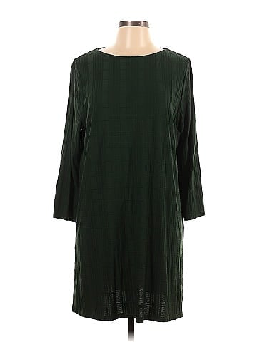 J.Jill Solid Green Casual Dress Size L (Tall) - 74% off