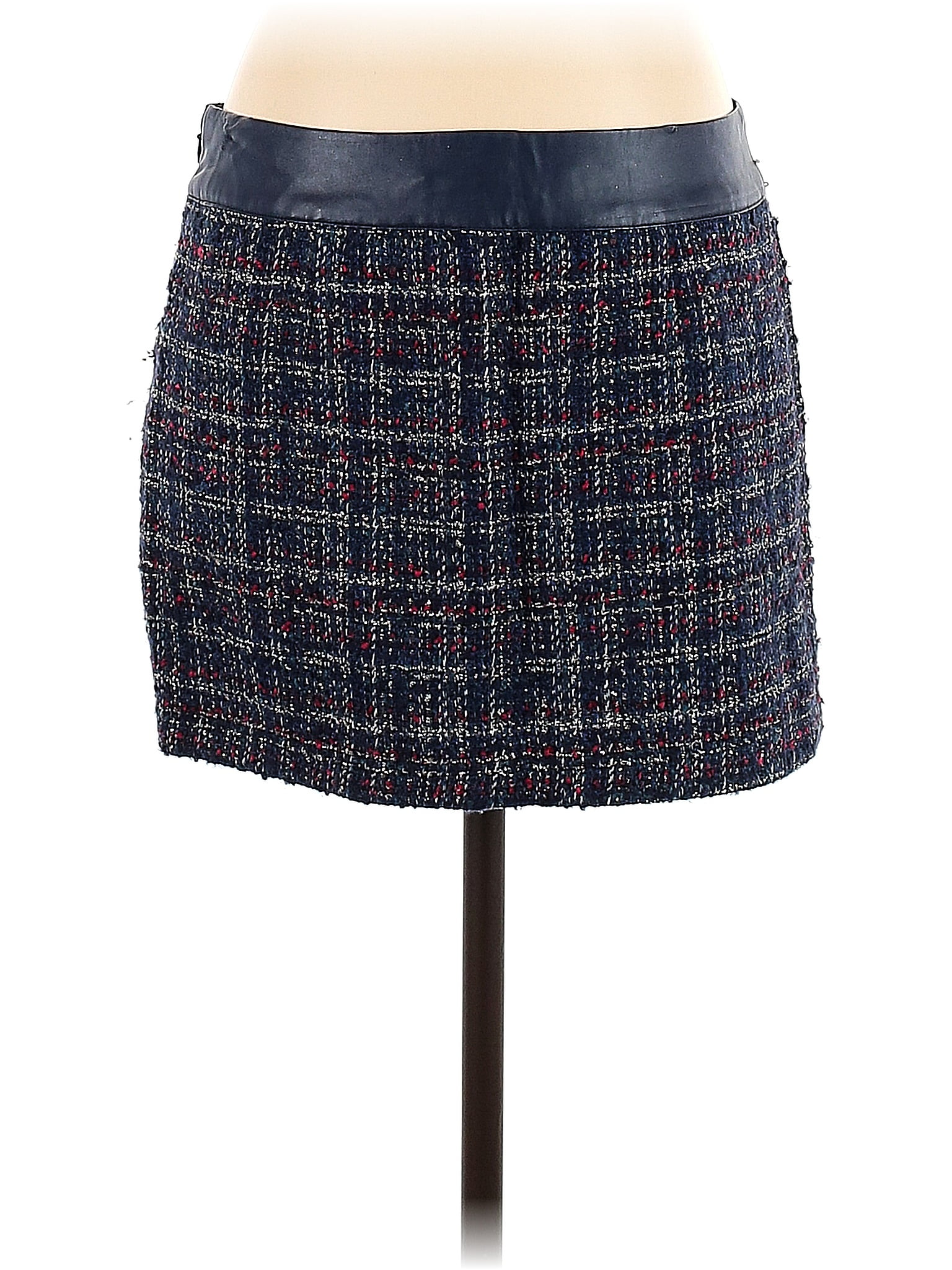 Abercrombie & Fitch Plaid Tweed Blue Casual Skirt 26 Waist - 72% off