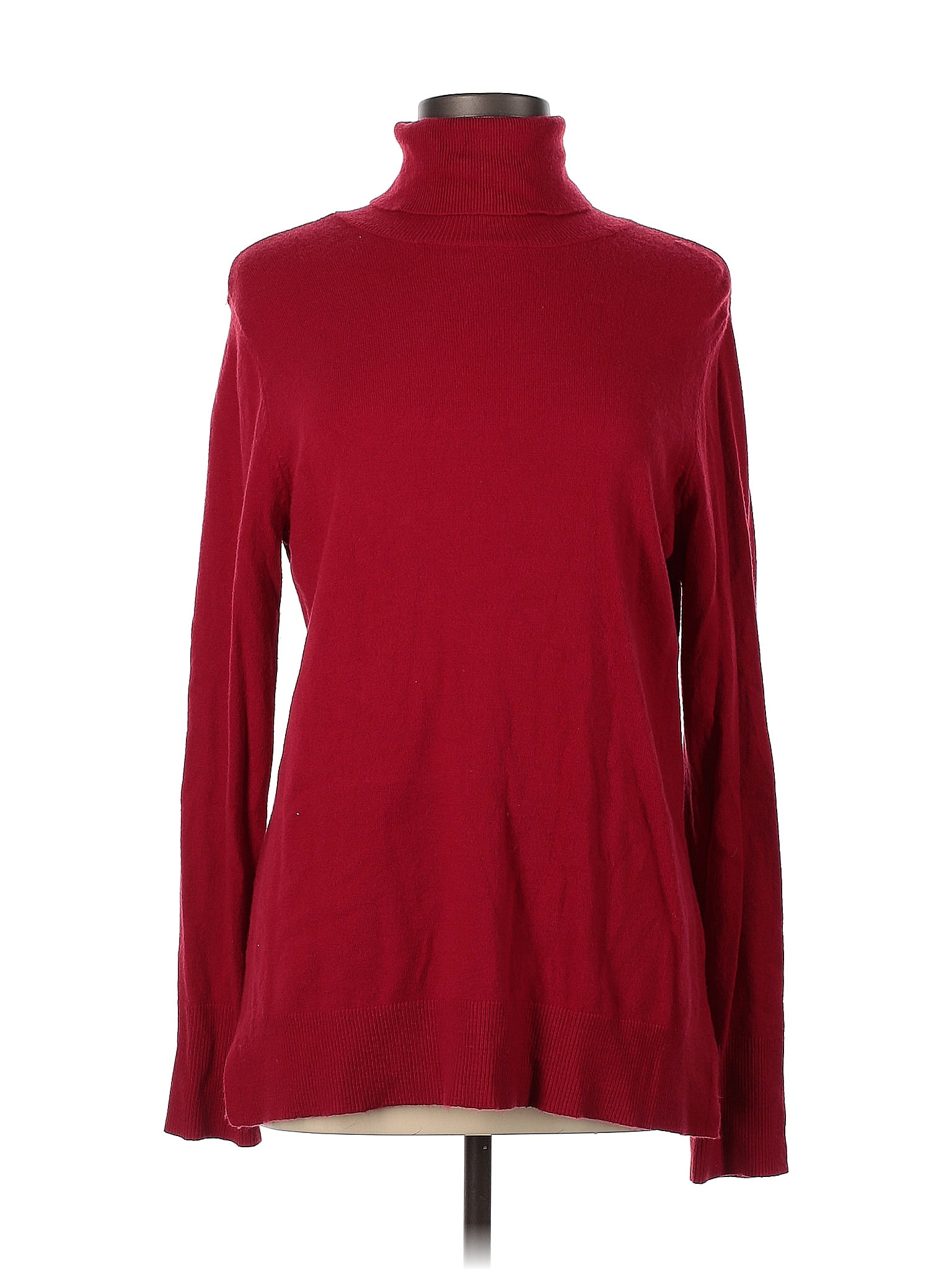 Boston Proper Color Block Solid Red Turtleneck Sweater Size L 76 Off