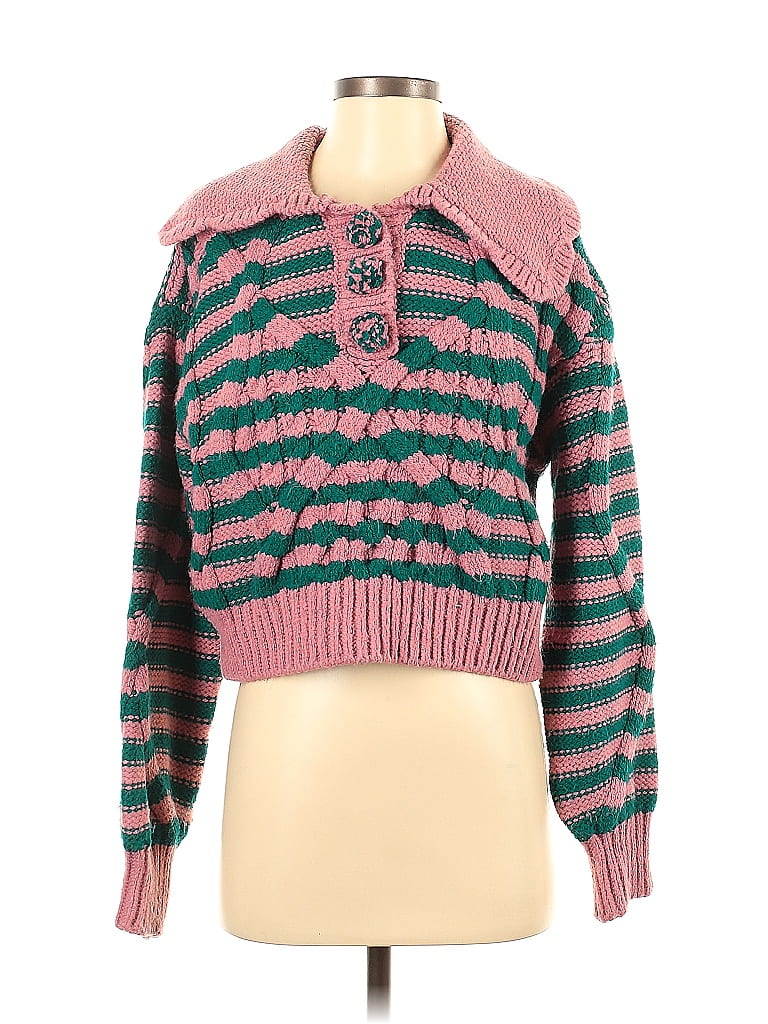 Zara Color Block Stripes Pink Cardigan Size S 50 Off Thredup