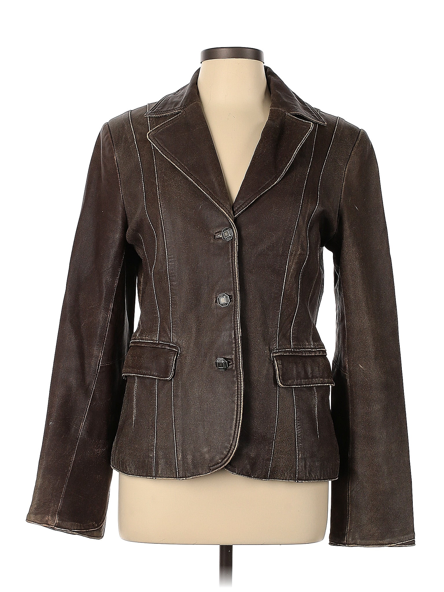 Pamela Dennis Private Client Group 100% Leather Solid Brown Leather ...