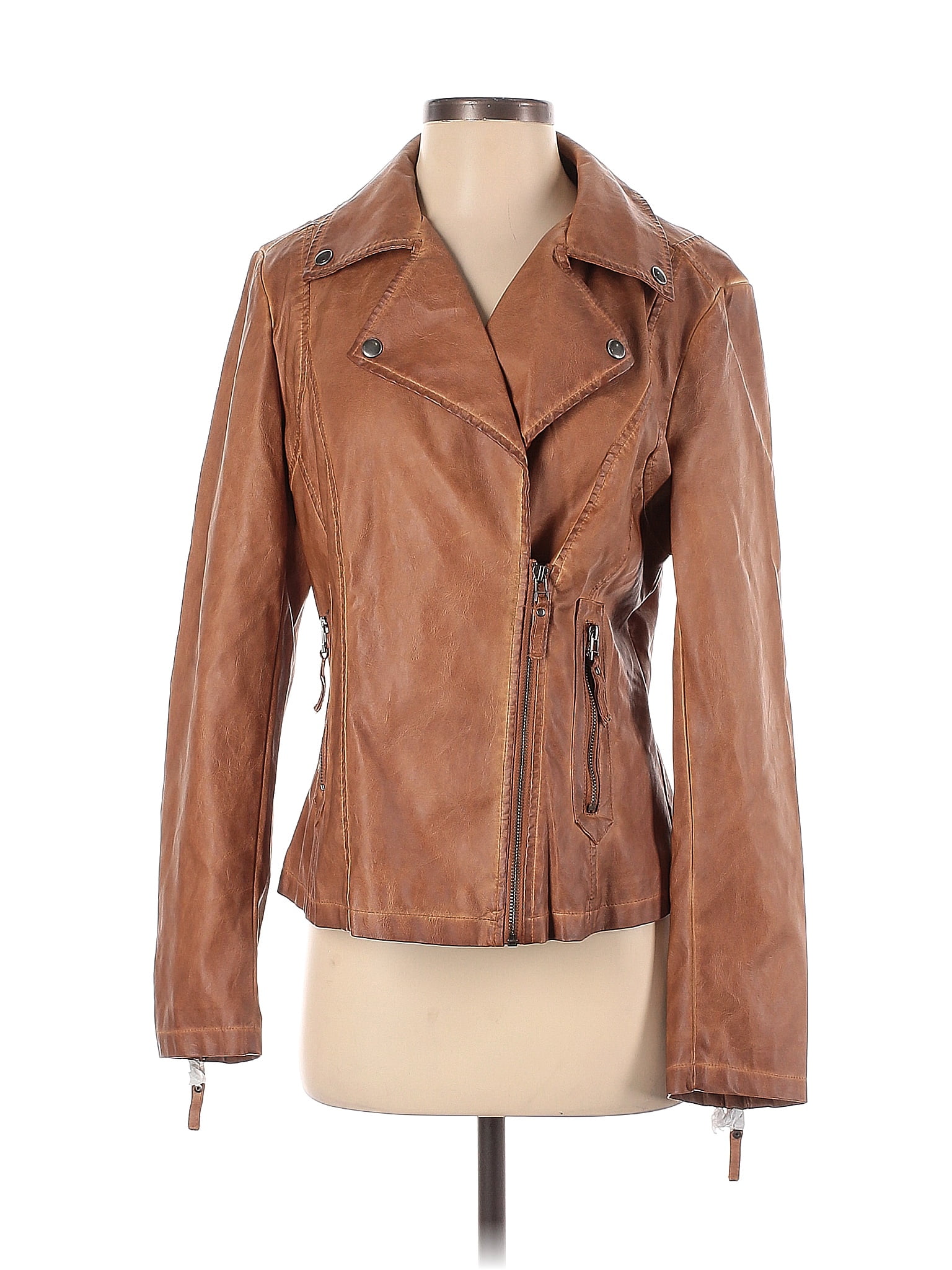 MAX STUDIO LONDON Faux Leather Jacket With Faux Fur Sleeves And Collar main image 0