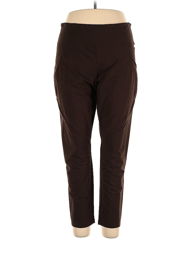 Women With Control Solid Brown Casual Pants Size XL (Petite) - 60