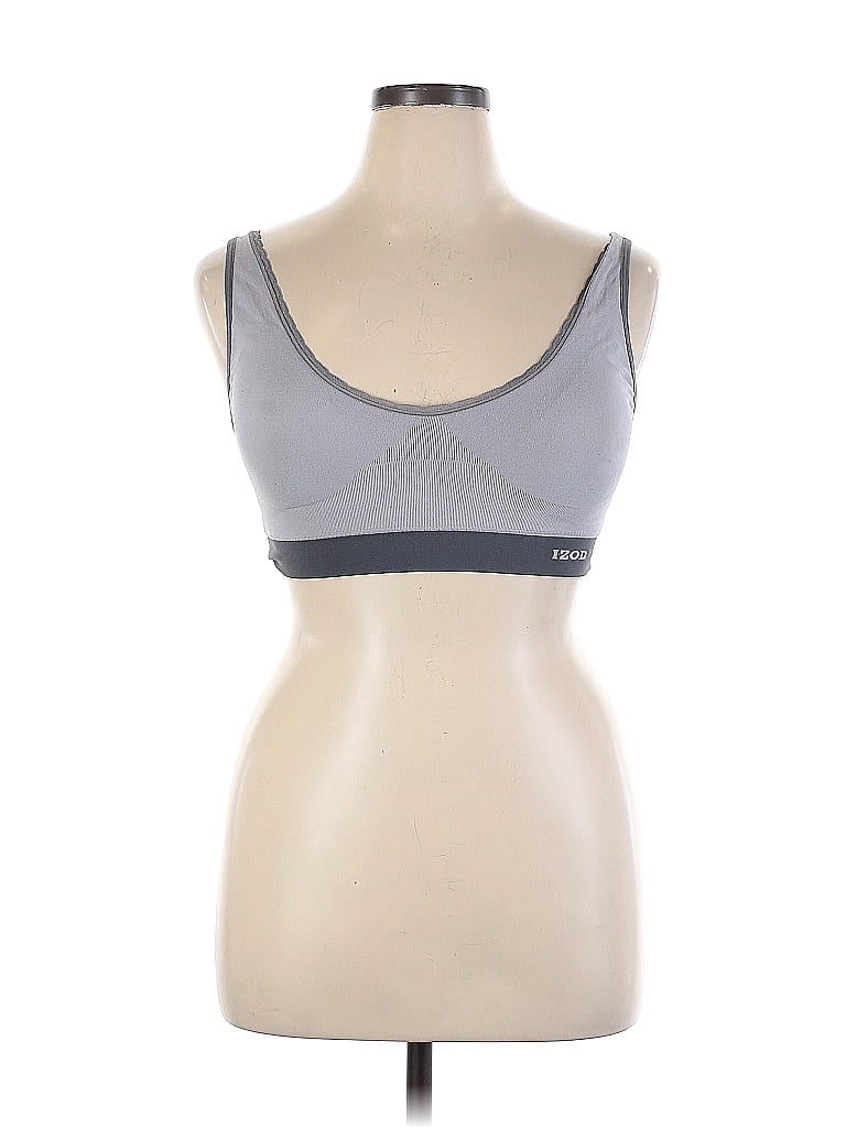 IZOD Color Block Gray Sports Bra Size XL - 58% off