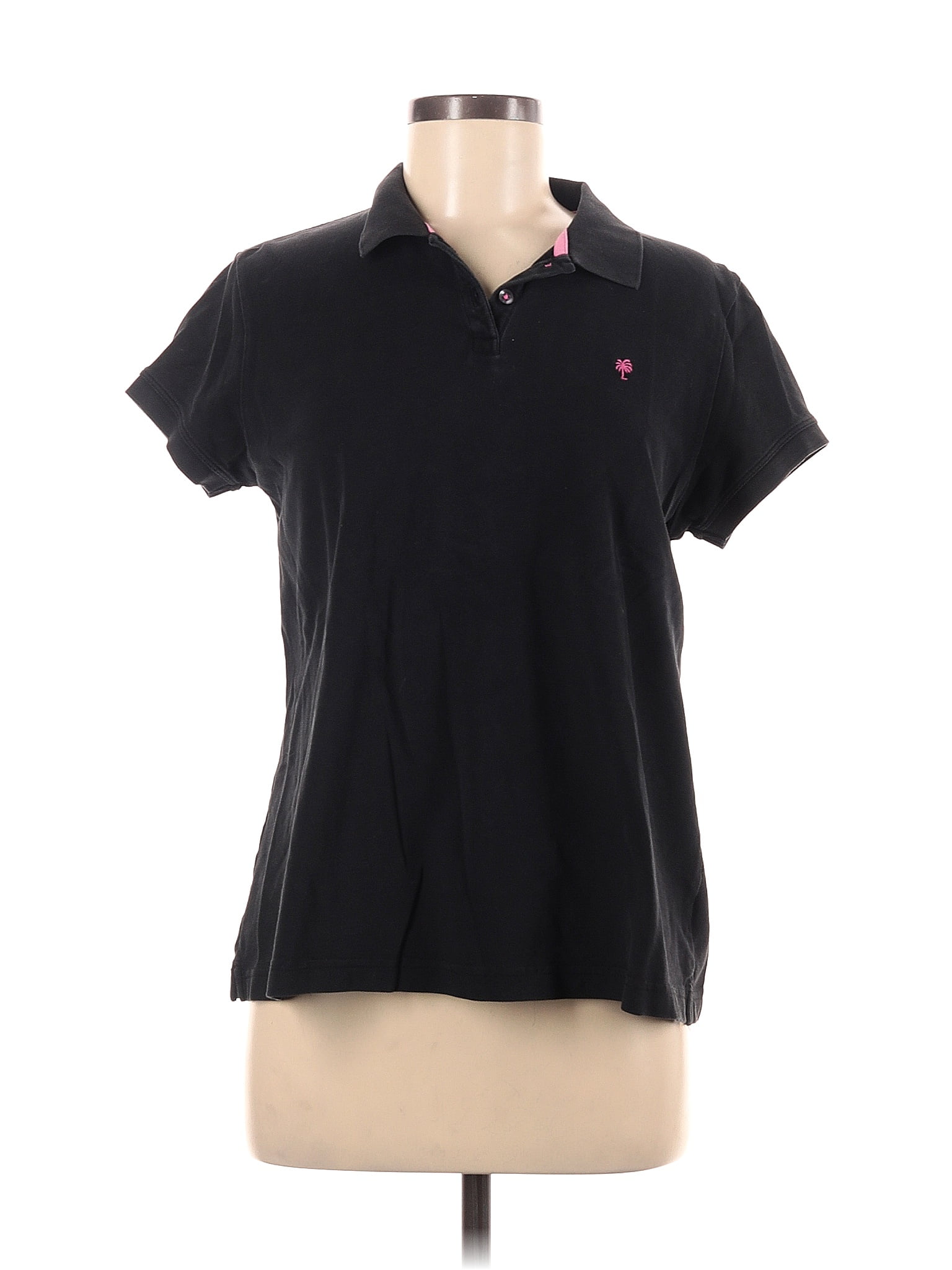 Lilly Pulitzer Solid Black Short Sleeve Polo Size Med Lg 78 Off