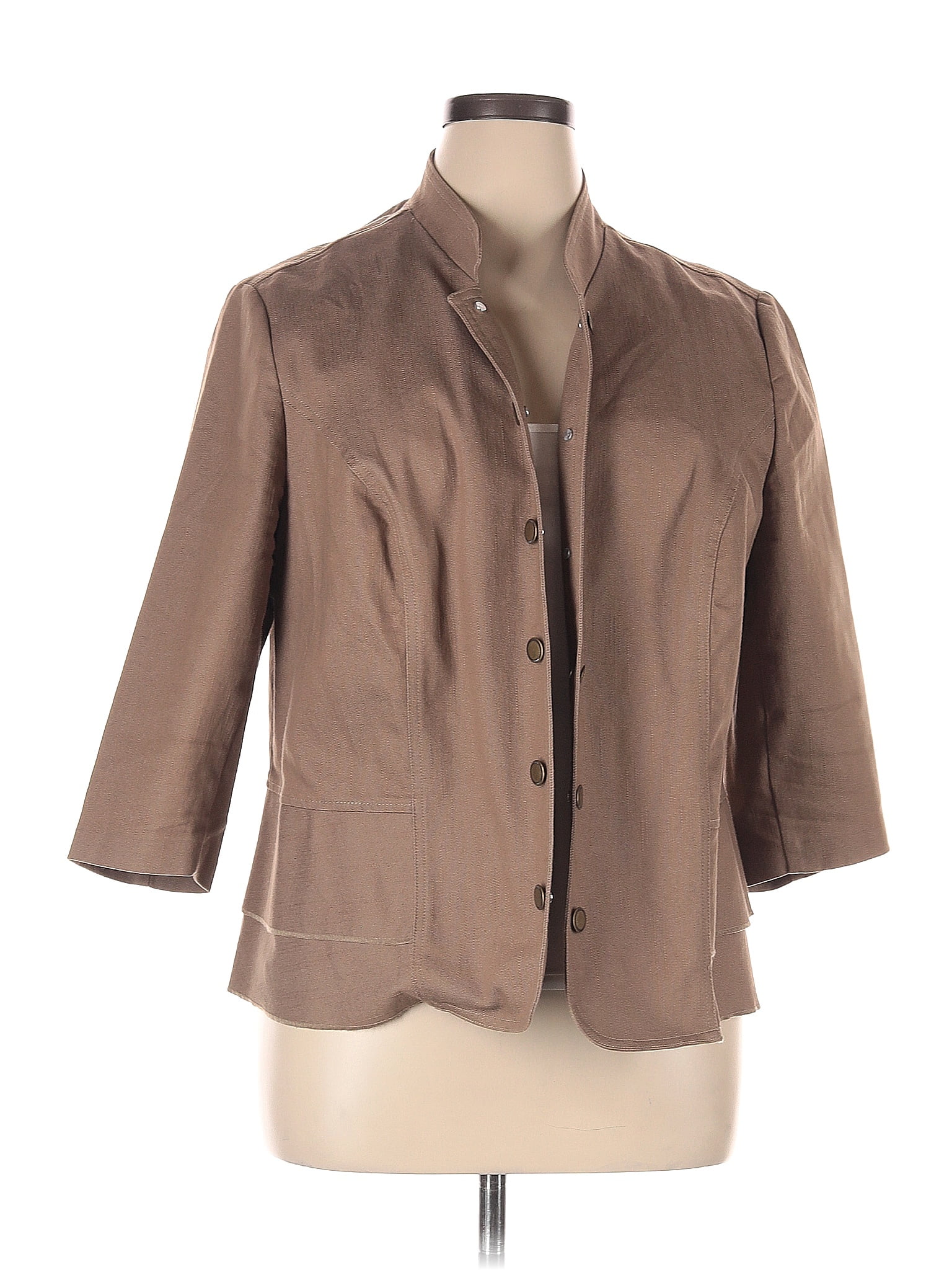 Roz & Ali Solid Tan Jacket Size 2X (Plus) - 65% off | ThredUp