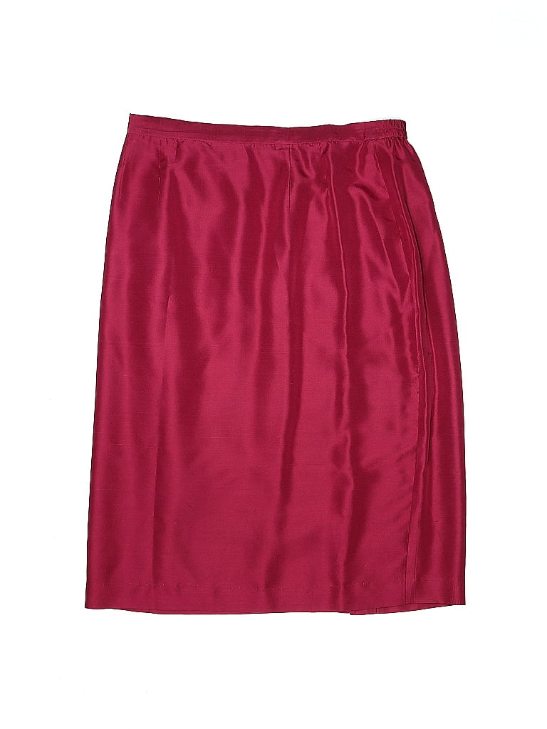 Adrianna Papell 100% Silk Solid Maroon Burgundy Silk Skirt Size 14 - 74 ...