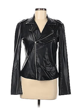 R | Label Faux Leather Jacket (view 1)