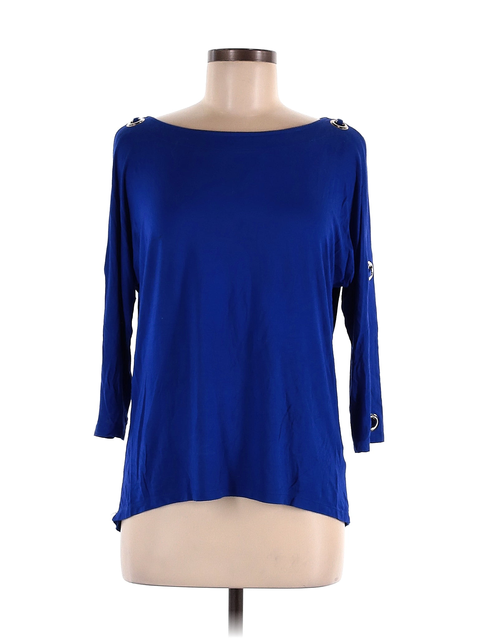 Cable And Gauge Solid Sapphire Blue Long Sleeve Top Size M 27 Off