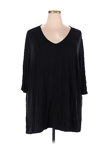 J.Jill Solid Black Long Sleeve T-Shirt Size 4X (Plus) - 35% off