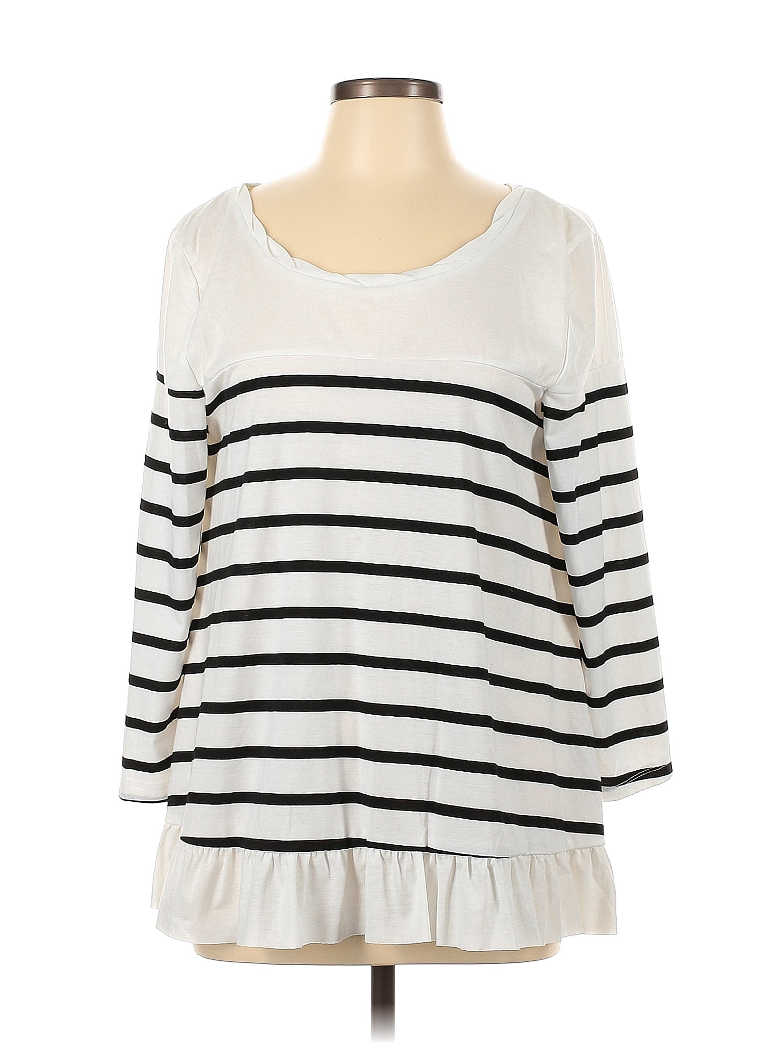 Umgee Color Block Stripes White Long Sleeve Top Size L 66 off ThredUp