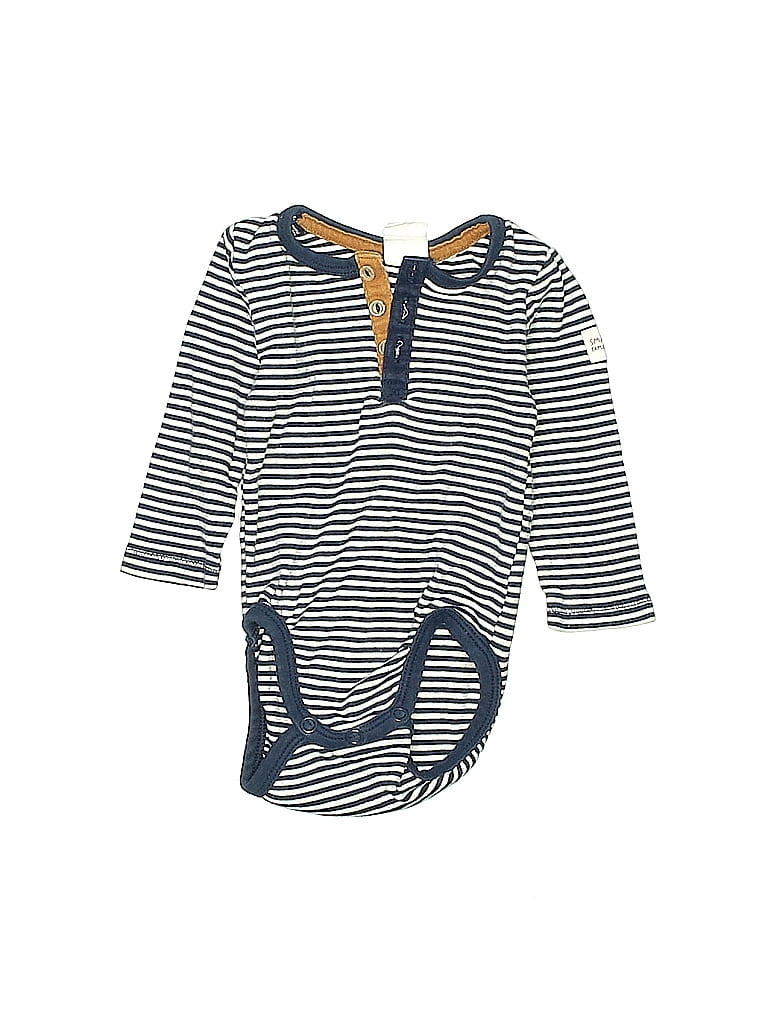Babyhug 100% Cotton Full Sleeves Stripes Onesies - Blue